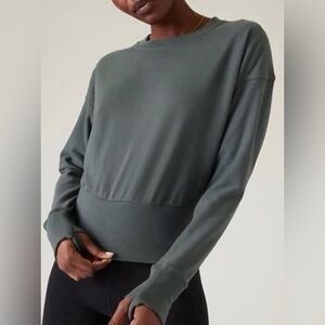Athleta Potrero Green Crewneck Sweatshirt, Size Small